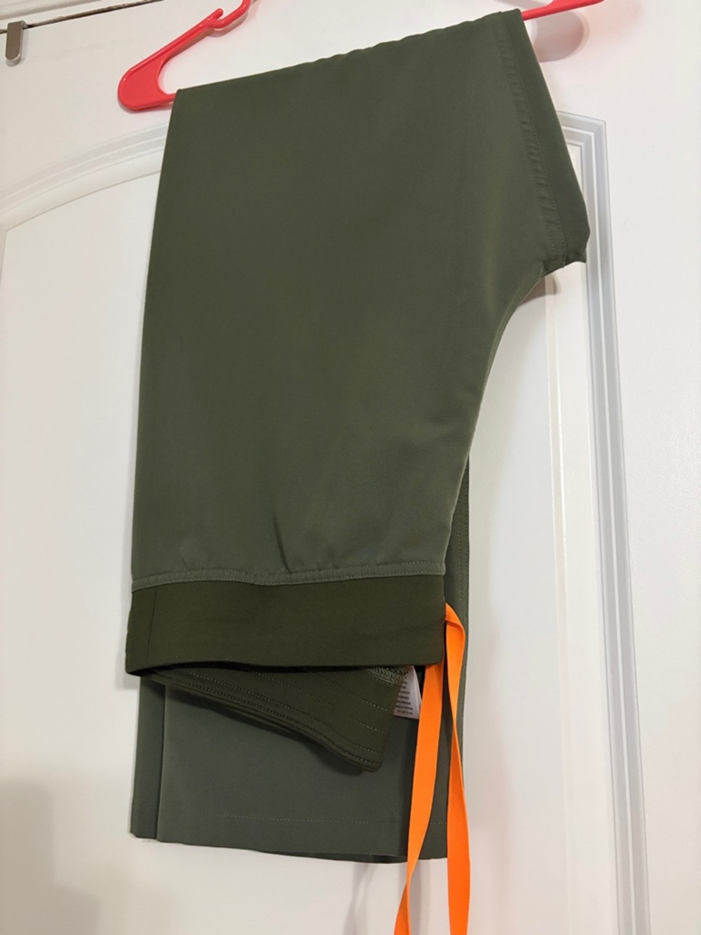 FIGS Moss Olive Green Livingston Scrub Pants with Orange Drawstring